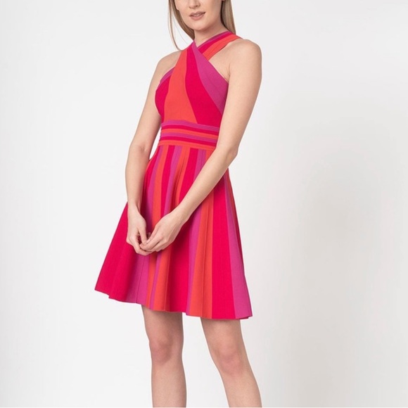 Ted Baker Dresses & Skirts - Ted Baker Kilyiee Crossover Skater Dress US Size 10 Pink Orange Event Party